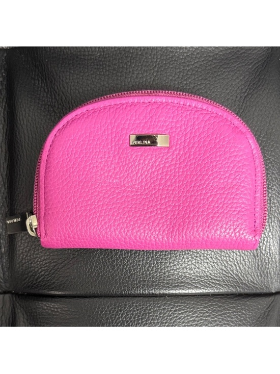 Perlina Handbags - Perlina Hot Pink Pebbled Leather Zip Cosmetic Pouch